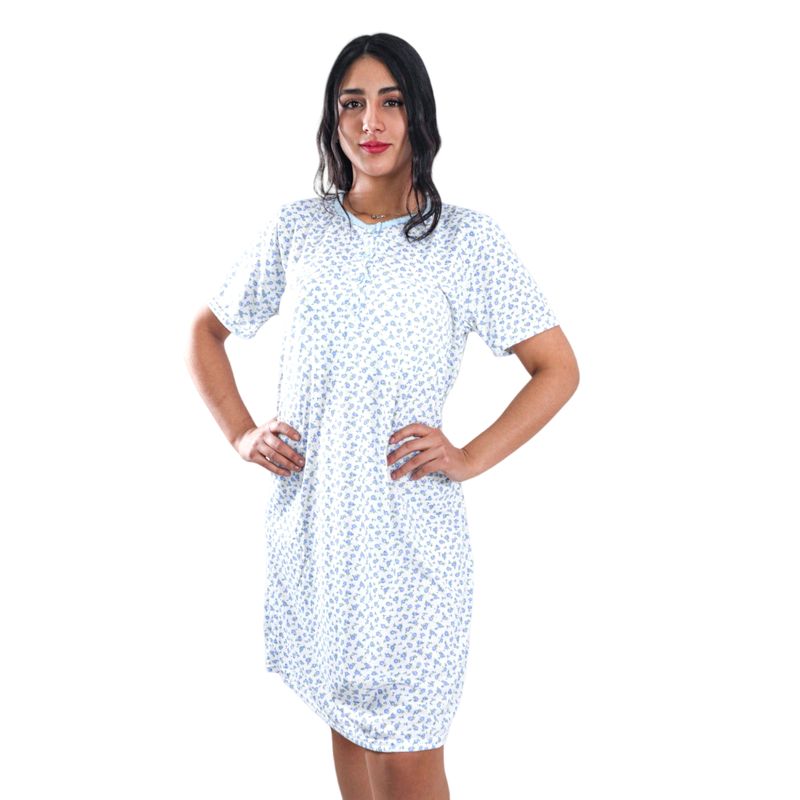 MEDIA LUNA - Pijama Camisola Mujer Manga Corta Diseño Floreado