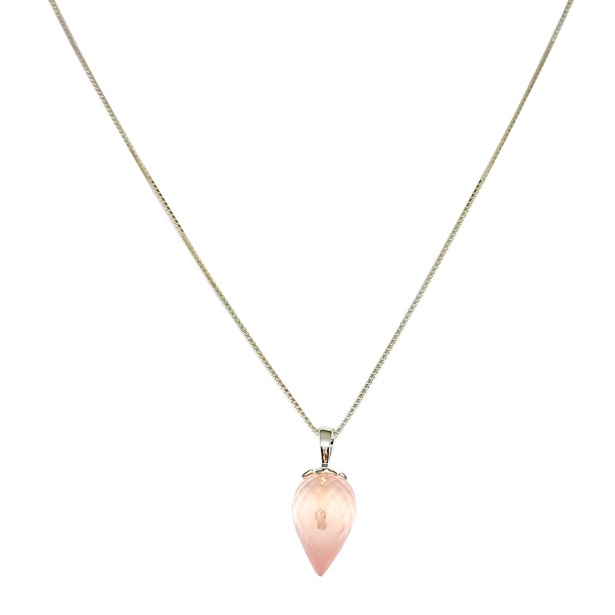 COGGIOLA - Collar Péndulo Facetado Cuarzo Rosa Plata Fina 925