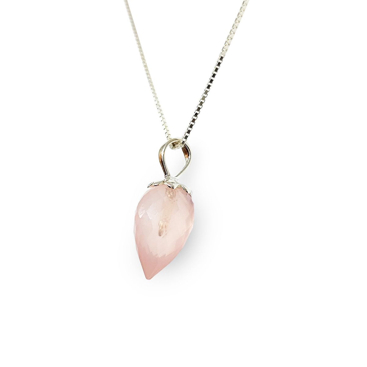 COGGIOLA - Collar Péndulo Facetado Cuarzo Rosa Plata Fina 925