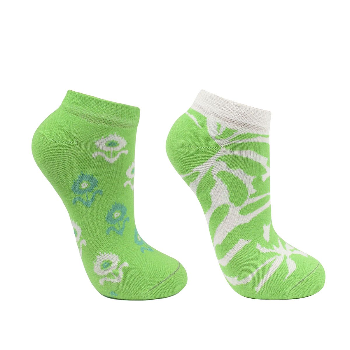 MONARCH - Bi-Pack Calcetin Algodón Flores Verde Fluor
