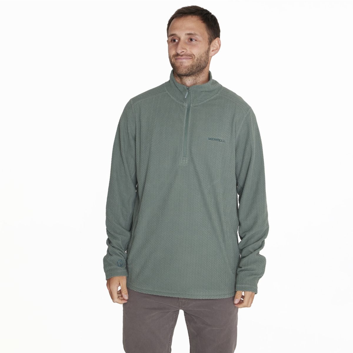 MERRELL - Polerón Embossed Half Zipper Verde Hombre MERRELL