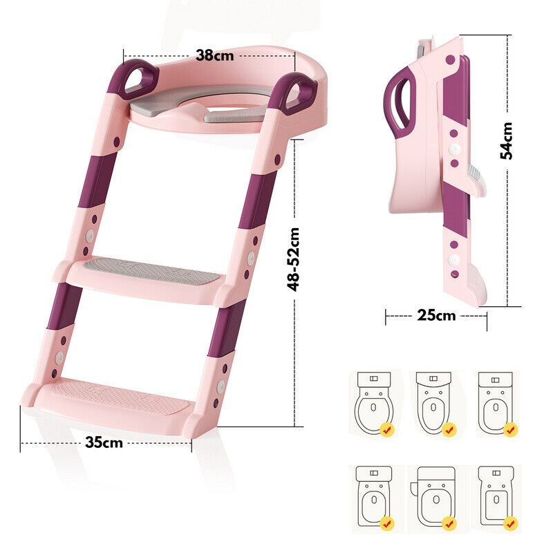 GENERICO - Asiento Adaptador De Baño Escalera Niños Rosada