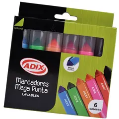 ADIX - Marcador Lavable Mega Punta 6 Colores