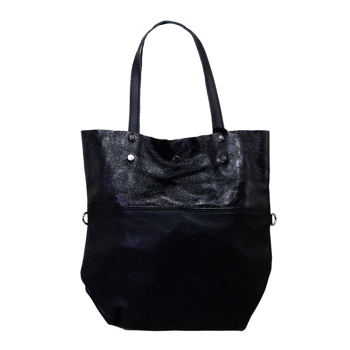 MAILEA - Cartera ecocuero franja brillo para mujer negro