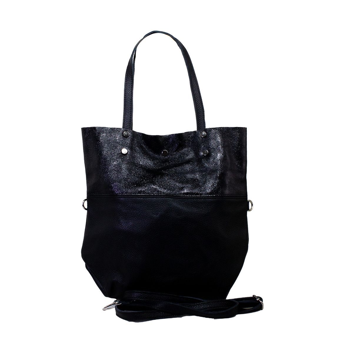 MAILEA - Cartera ecocuero franja brillo para mujer negro