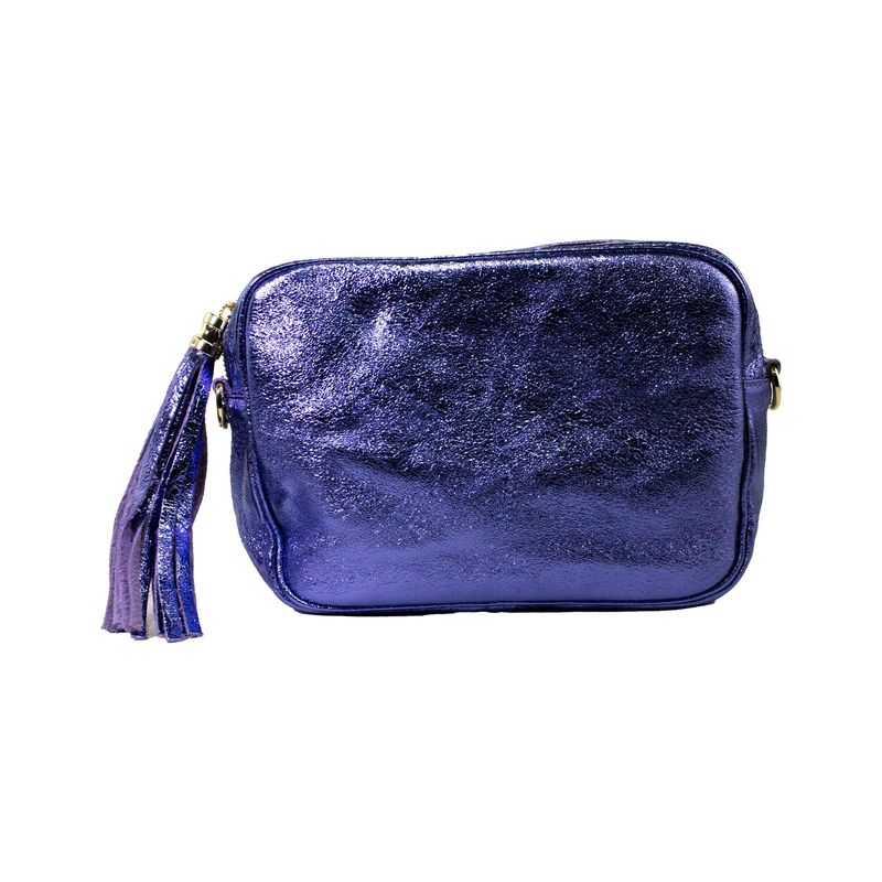 MAILEA - Cartera ecocuero rectangular brillo para mujer lila