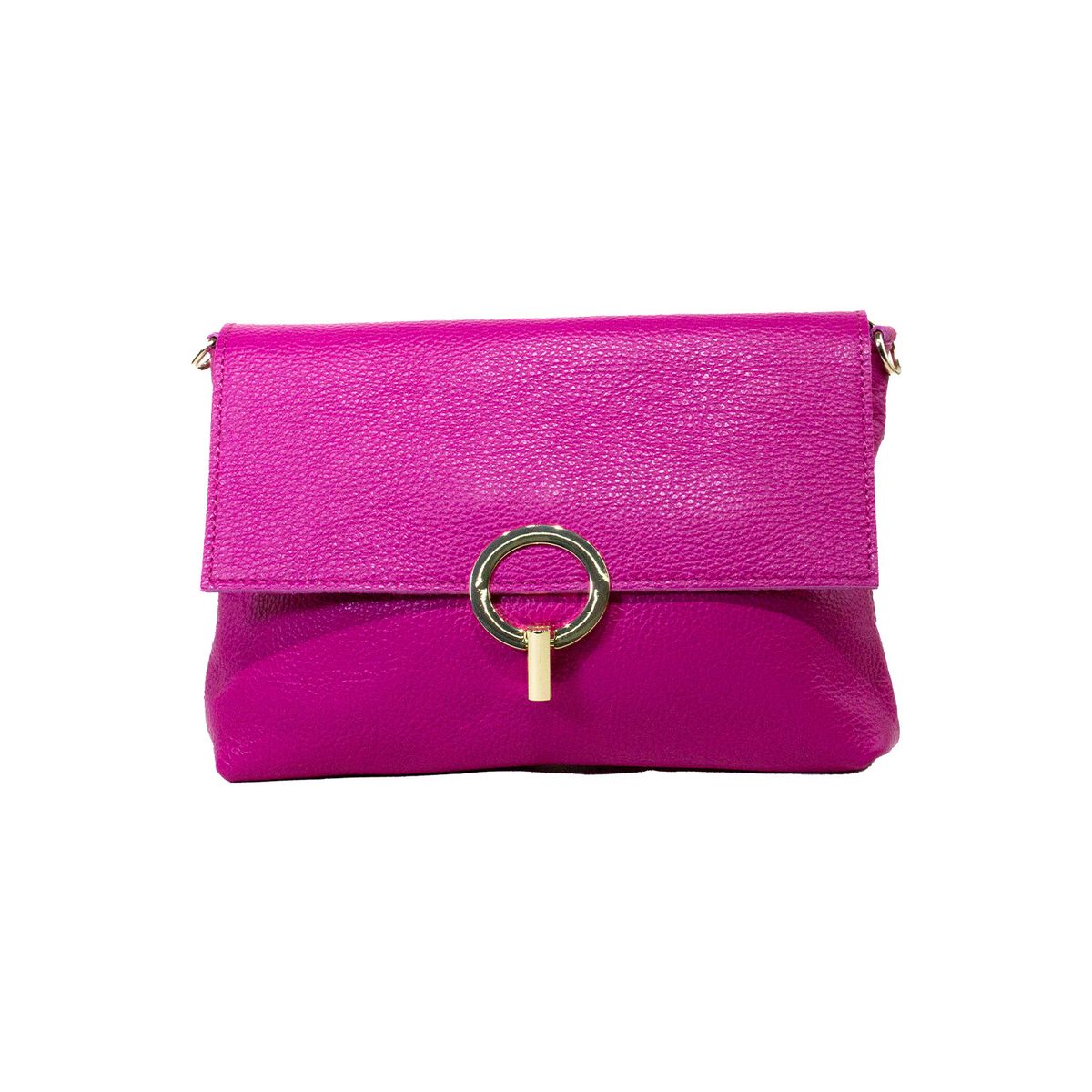 MAILEA - Cartera ecocuero cerrojo redondo para mujer fucsia