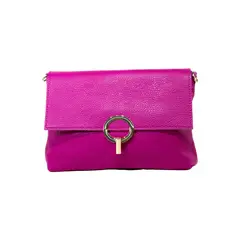 MAILEA - Cartera ecocuero cerrojo redondo para mujer fucsia