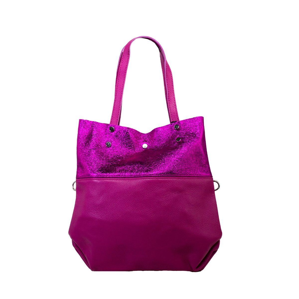 MAILEA - Cartera ecocuero franja brillo para mujer fucsia