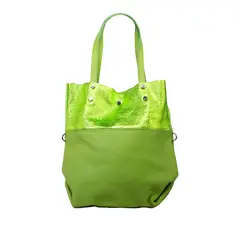 MAILEA - Cartera ecocuero franja brillo para mujer verde