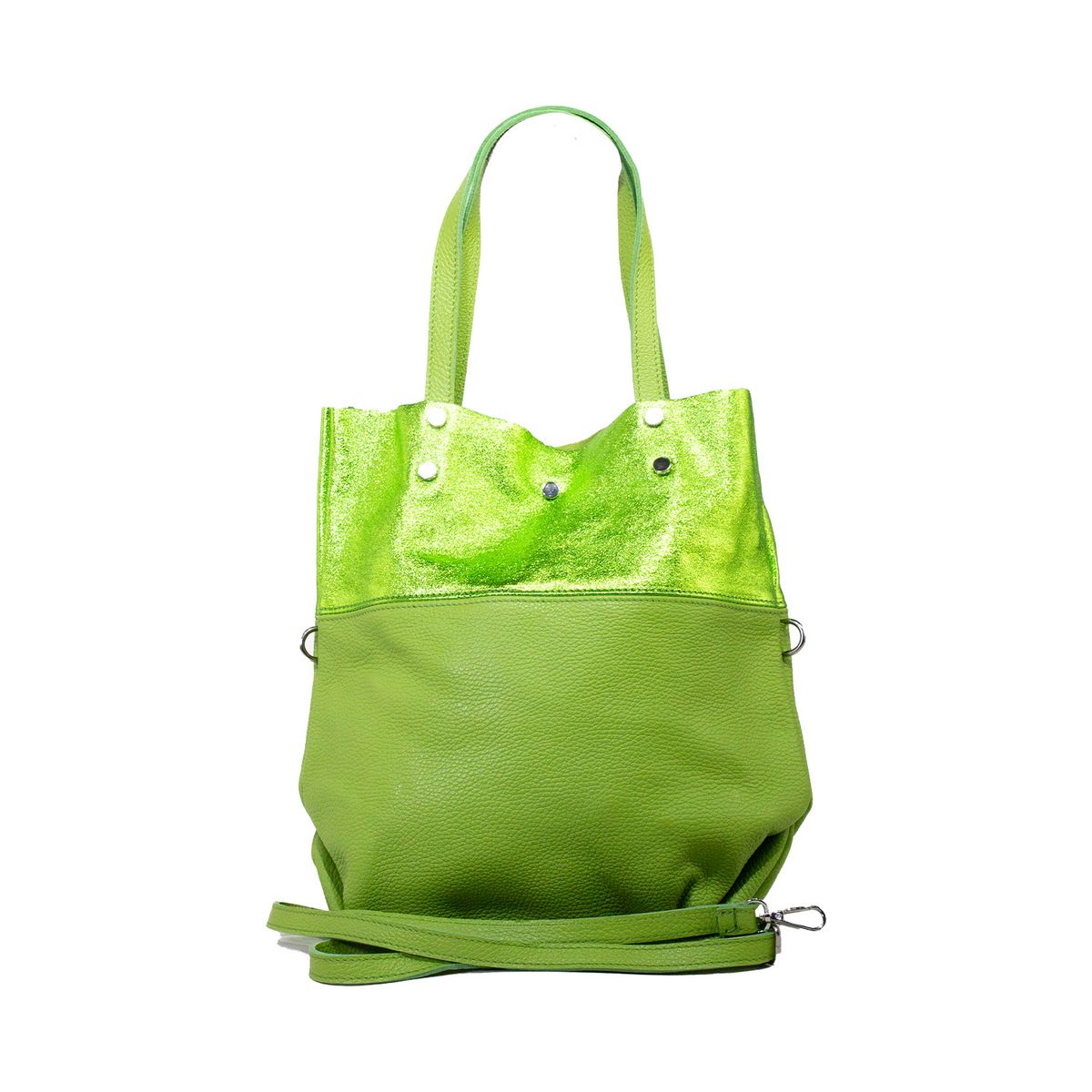 MAILEA - Cartera ecocuero franja brillo para mujer verde