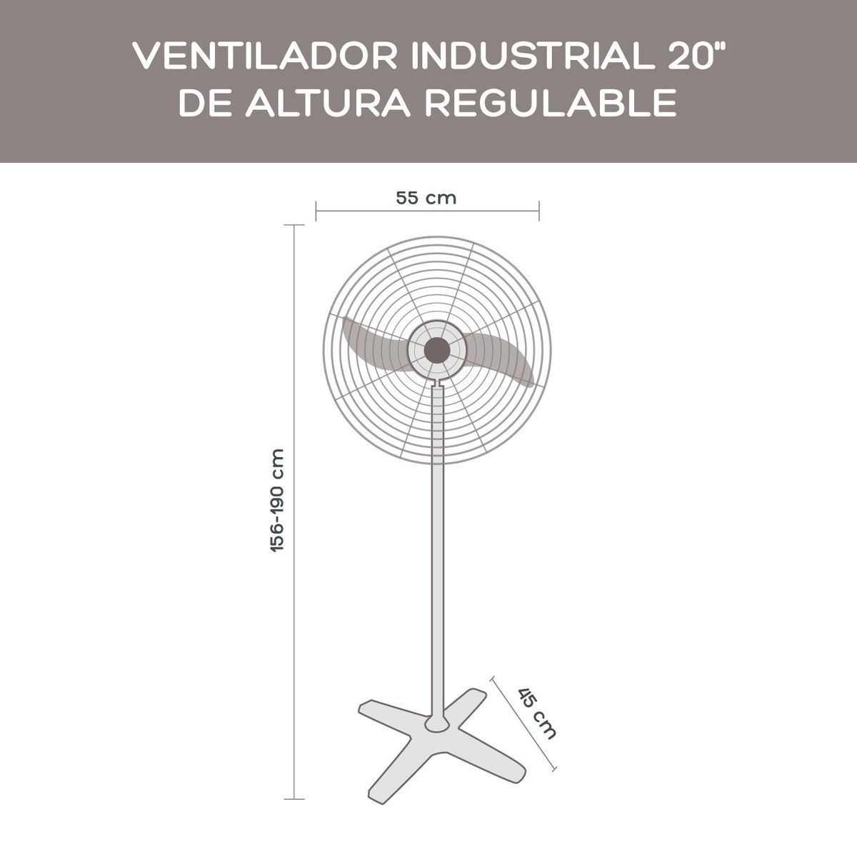 HALTEN - Ventilador Industrial Halten 20" Gran Potencia 190 Cm