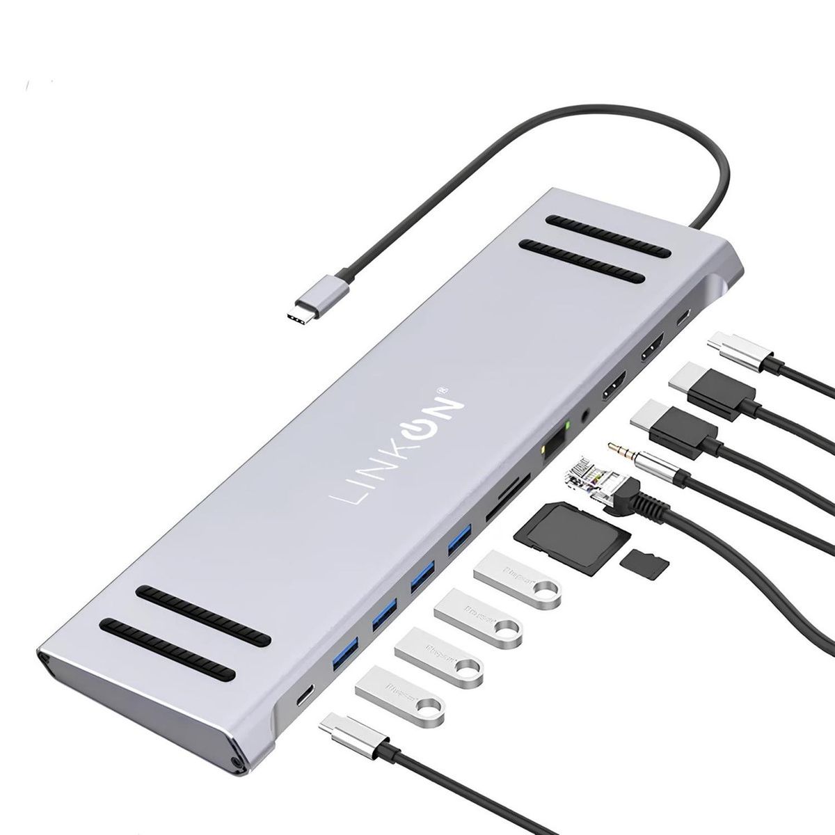 LINKON - Hub Usb C 12 en 1 Linkon para Mac Windows Docking Station