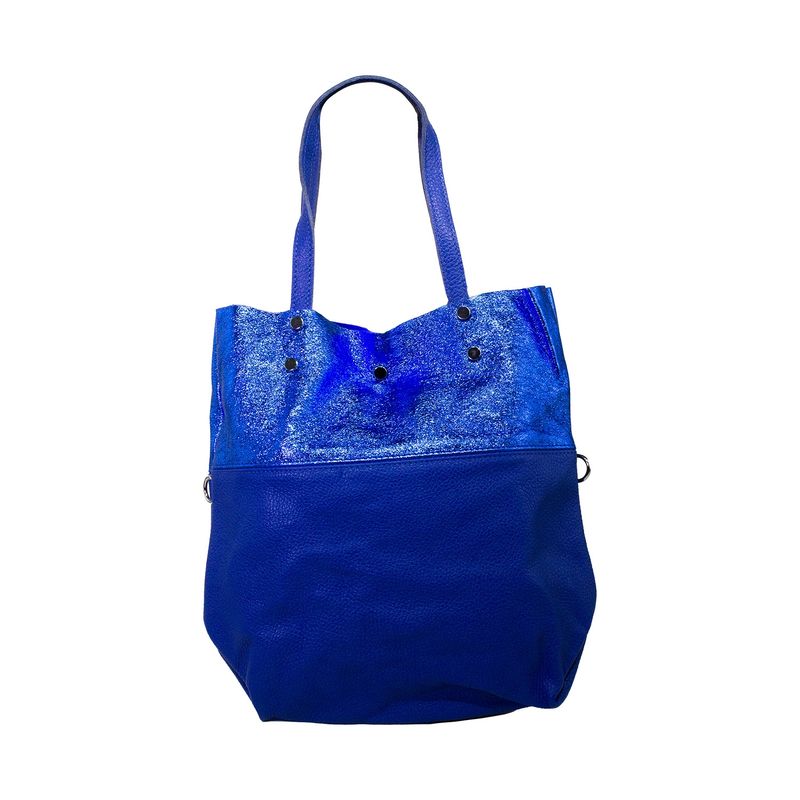 MAILEA - Cartera ecocuero franja brillo para mujer azul
