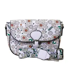 MAILEA - Bandolera ecocuero full flores para mujer blanco
