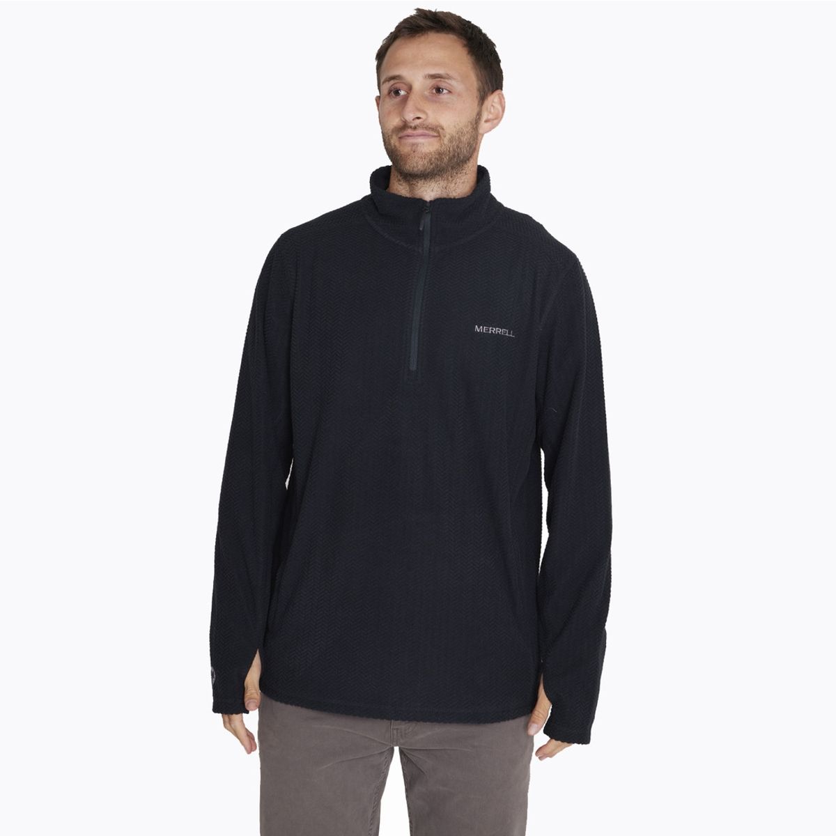 MERRELL - Polerón Embossed Half Zipper Negro Hombre MERRELL
