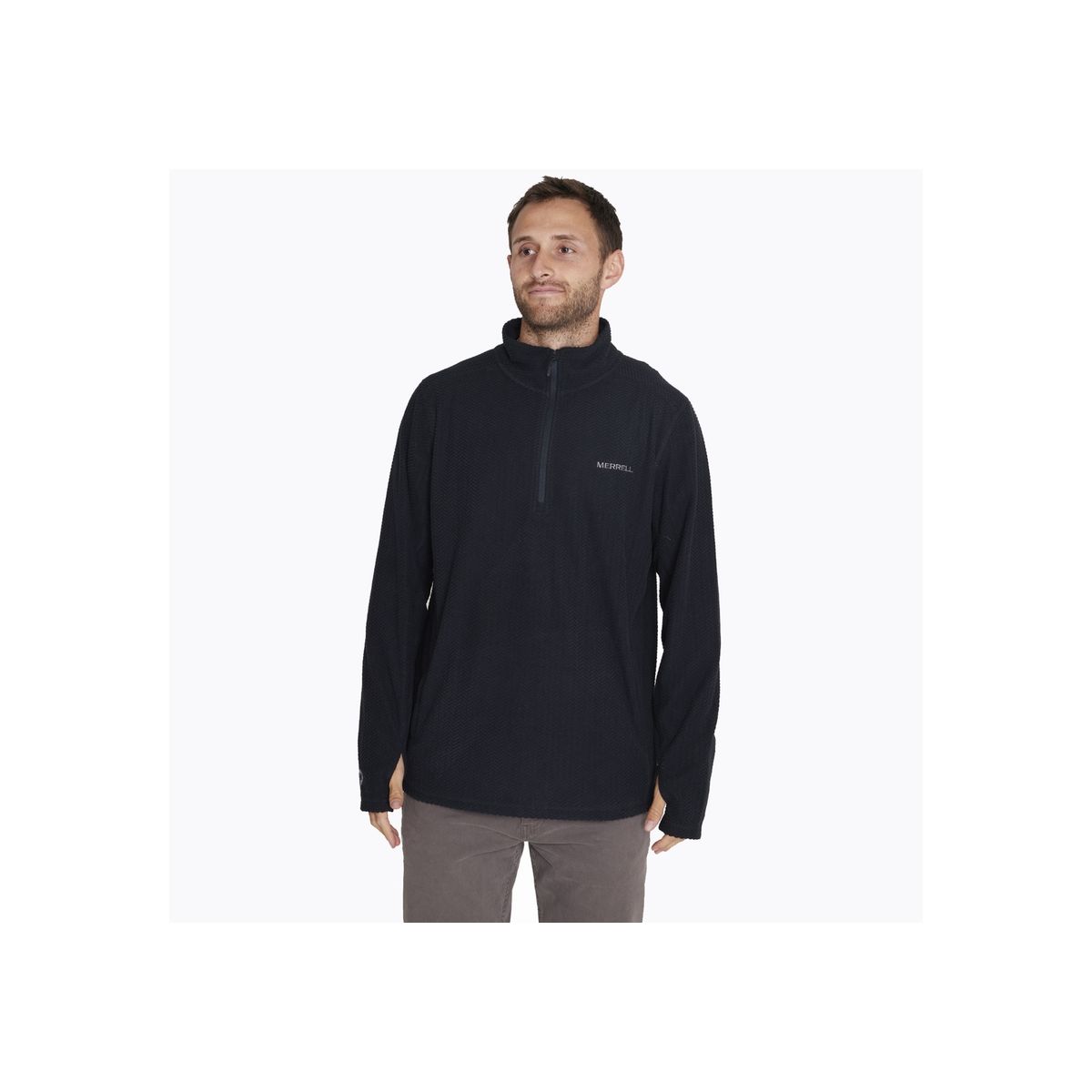 MERRELL - Polerón Embossed Half Zipper Negro Hombre MERRELL