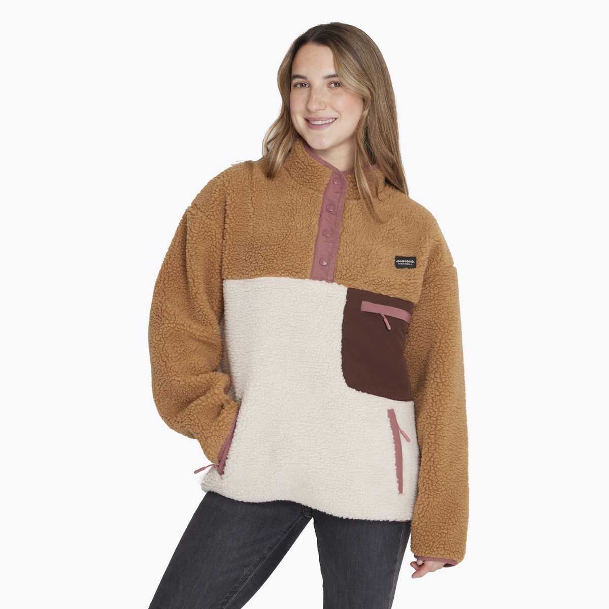 MERRELL - Polar Half Zipper Sherpa Café Mujer MERRELL