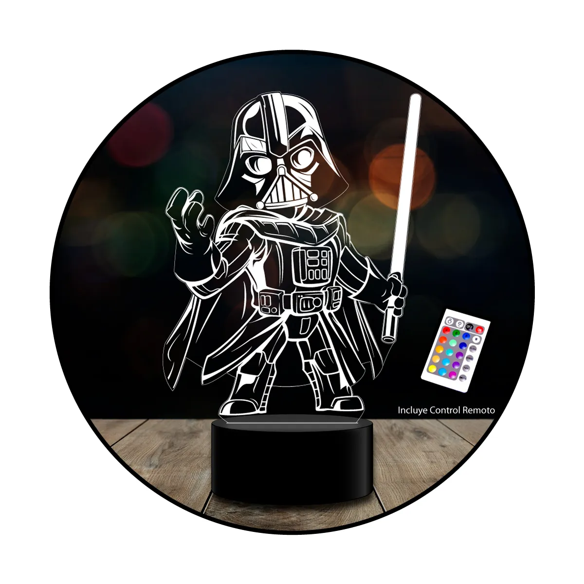 GENERICO - Lámpara 3D mini Darth Vader kawaii c remoto