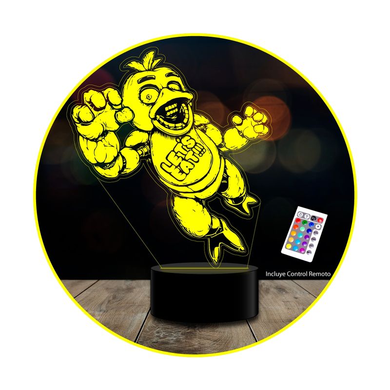 GENERICO - Lámpara 3D Chica Five Nights at Freddy's control remoto