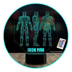 GENERICO - Lámpara 3d Triple Iron Man Marvel Avengers Acrilico