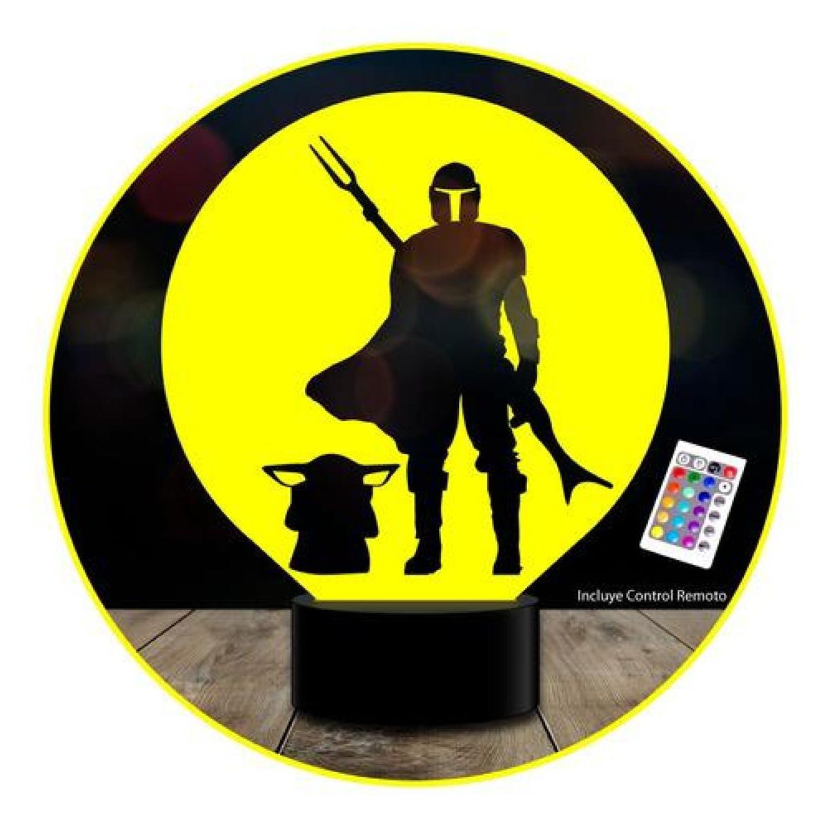 GENERICO - Lampara 3d Manda 4 Baby Yoda Star  Remoto 16 Color