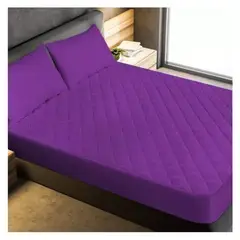 GENERICO - Cubrecolchon Impermeable 2 Plazas Morado