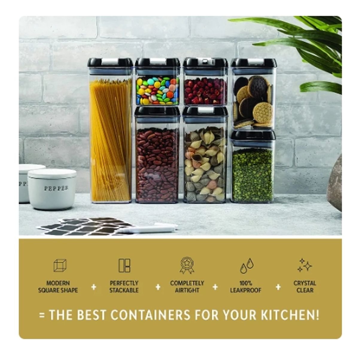 GENERICO - Set De 7 Envases Herméticos Recipientes De Diferentes Tamaños