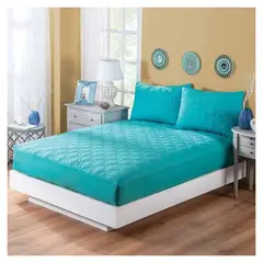 GENERICO - Cubrecolchon Impermeable 1.5 Plaza Turquesa.