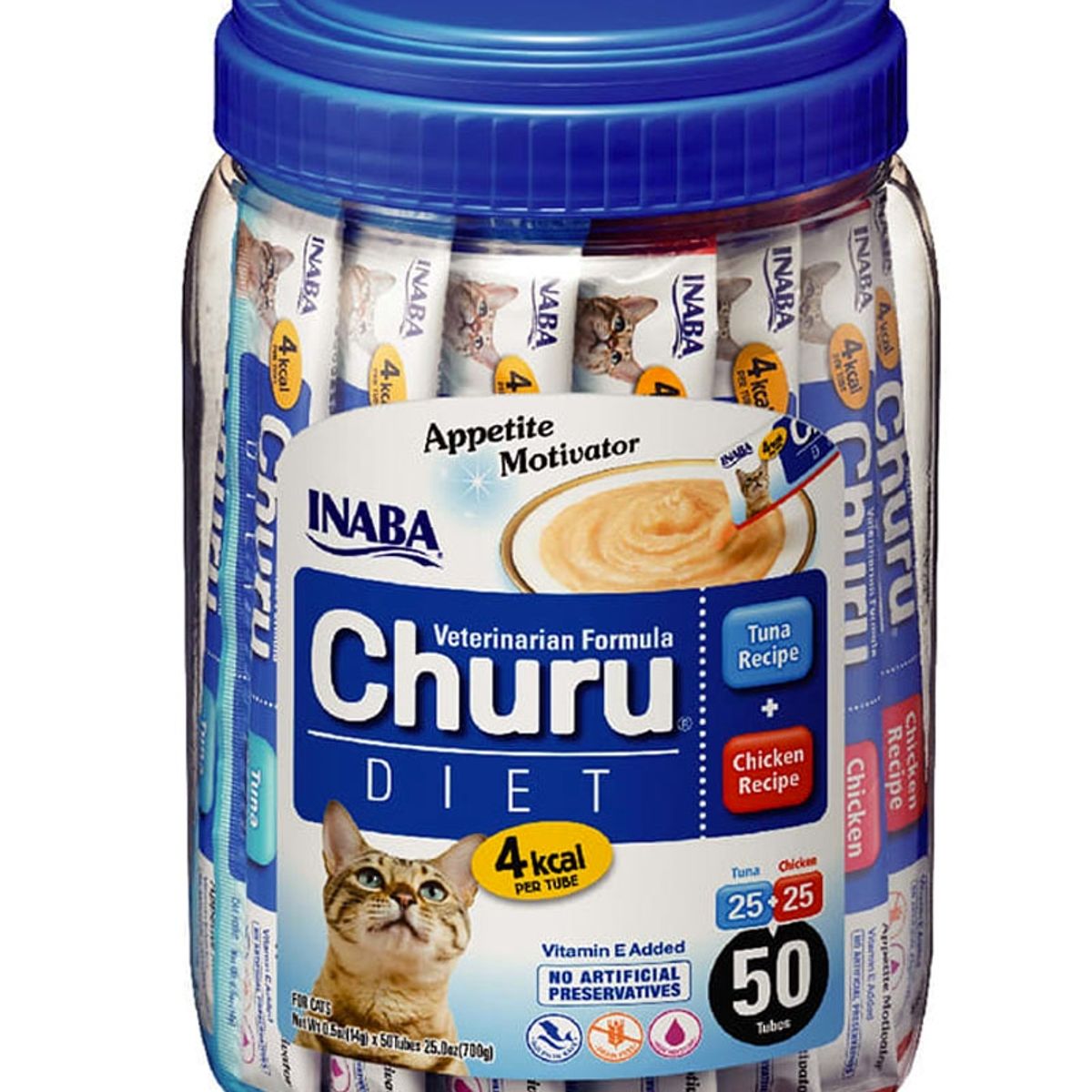 INABA - Churu Diet Gatos Sabor Pollo Y Atún Frasco Con 50 Unidades