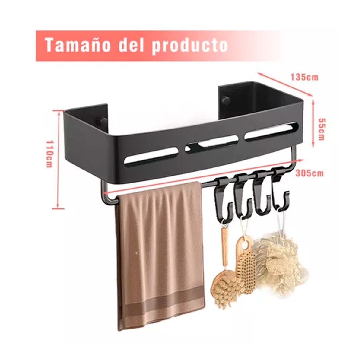 GENERICO - Organizador De Ducha Repisa Baño Y Cocina Adhesivo