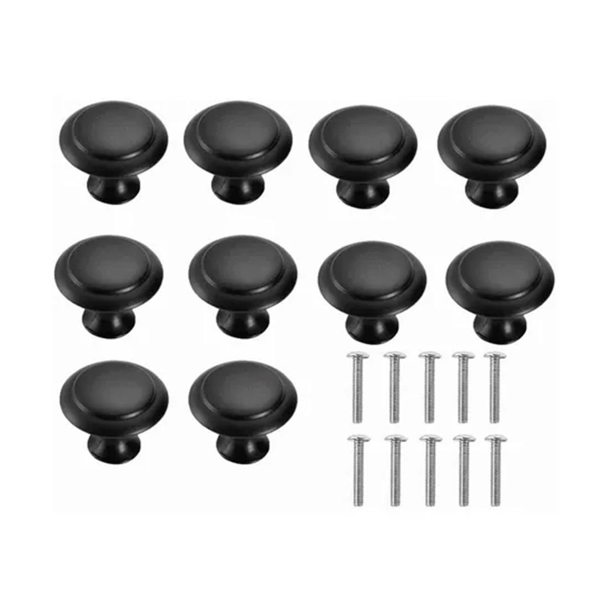 GENERICO - Tirador De Cajón Con Forma De Seta + Tornillos 10 Piezas Negro