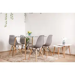 CORI CORI - Juego de Comedor Vidrio 120x80cm + 4 Sillas Eames Gris