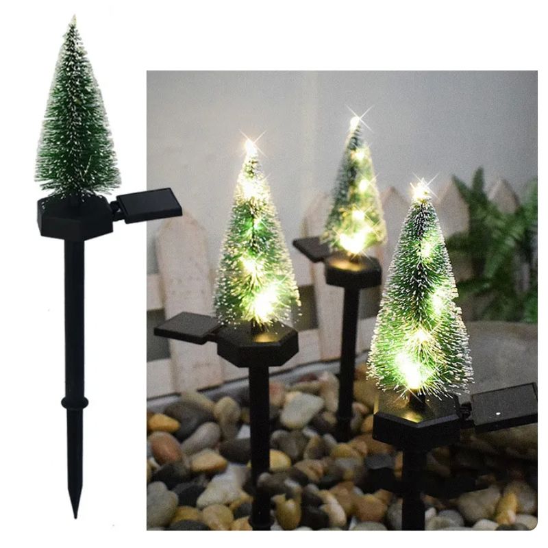 GENERICO - Estaca Solar Diseño Árbol De Navidad Pino Efecto De Nieve