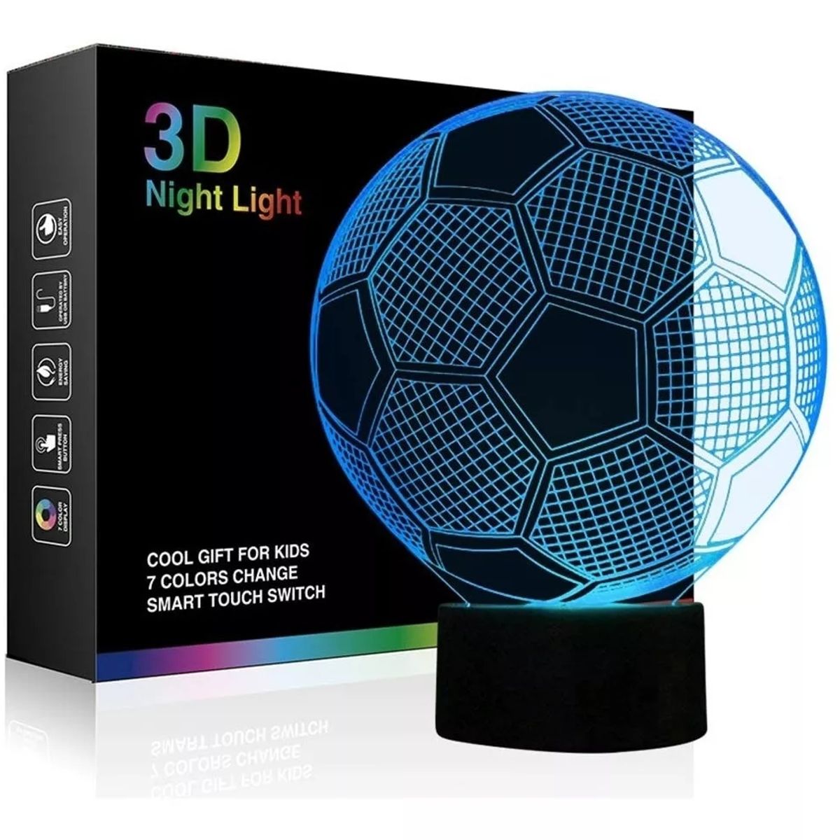 3d Balón De Fútbol Luz De Noche Lampara Led Escritorio, marca KUANGYE - Foto Principal