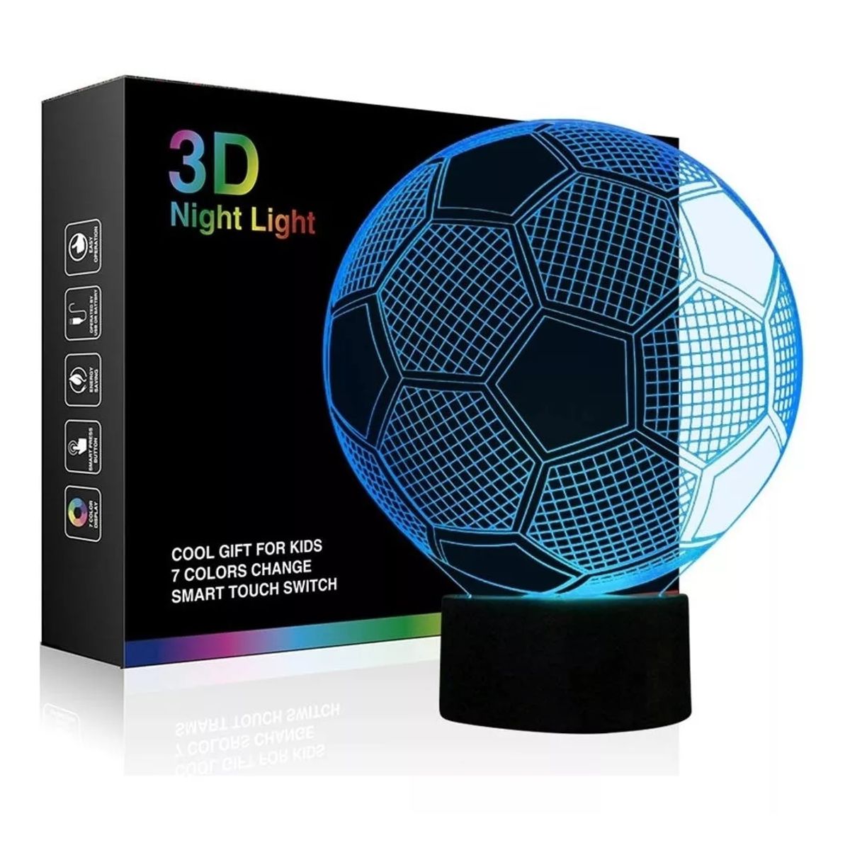 3d Balón De Fútbol Luz De Noche Lampara Led Escritorio, marca KUANGYE - Foto Principal
