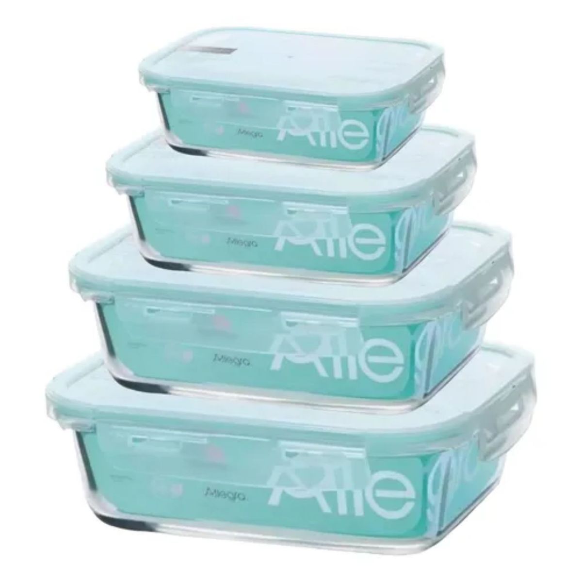 ALLEGRA - Set 4 Contenedores Taper Herméticos de Vidrio Templado Allegra