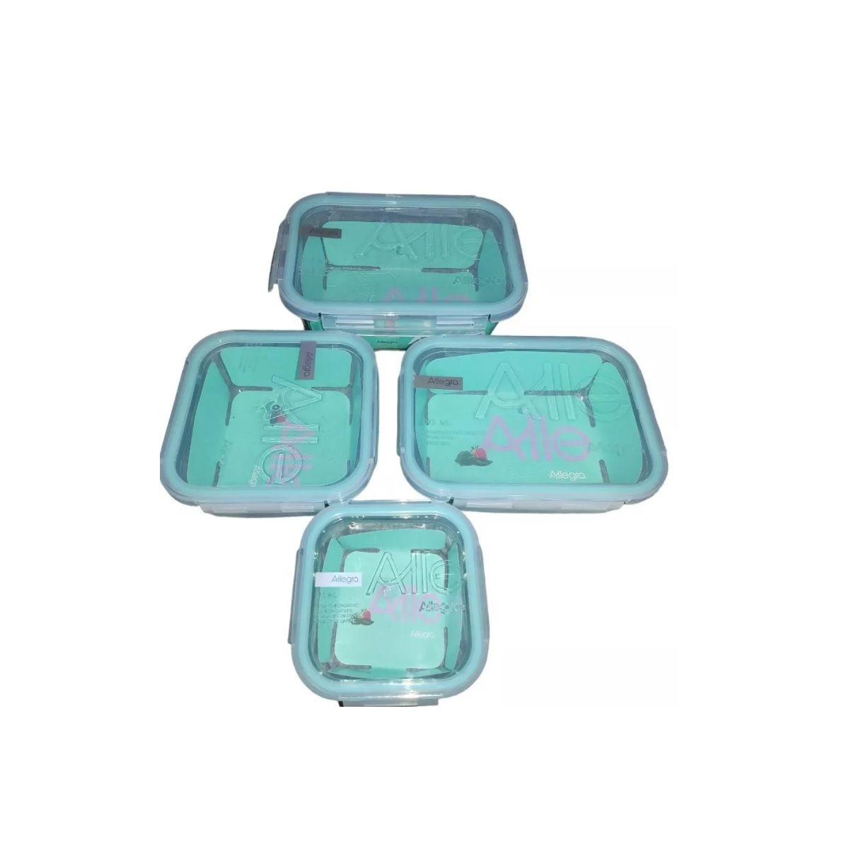 ALLEGRA - Set 4 Contenedores Taper Herméticos de Vidrio Templado Allegra
