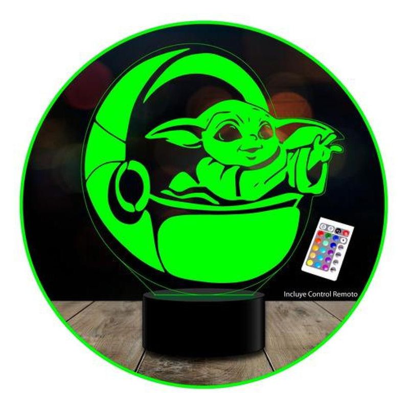 GENERICO - Lampara 3d Manda 2 Baby Yoda  C/remoto 16 Color
