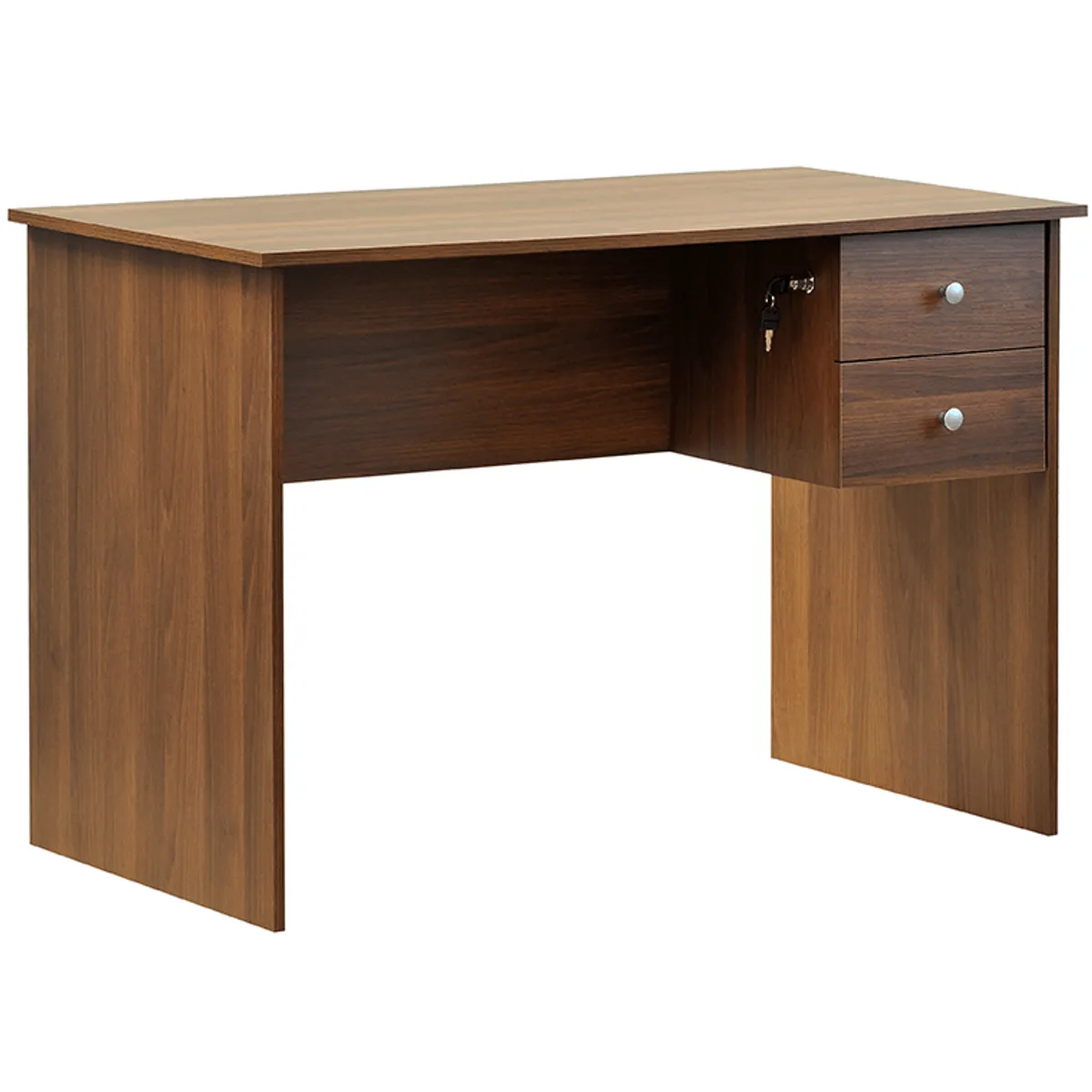 MOBIKIT - Escritorio 2 Cajones con Llave Nogal