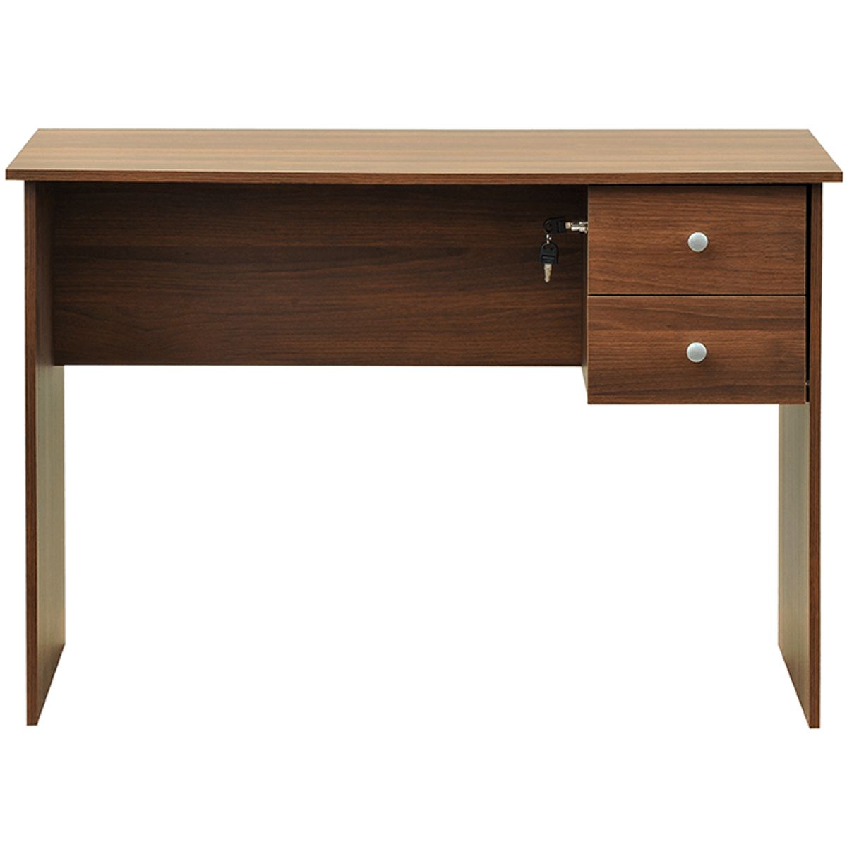 MOBIKIT - Escritorio 2 Cajones con Llave Nogal
