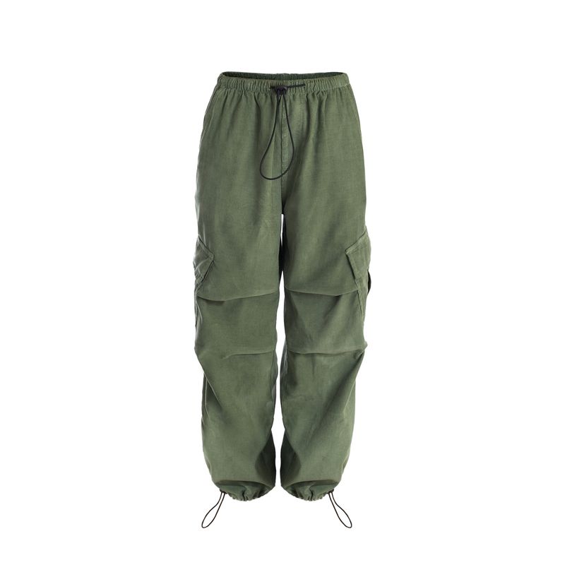 CACAO - Pantalon Bimba Parachute Cotele Verde Cacao