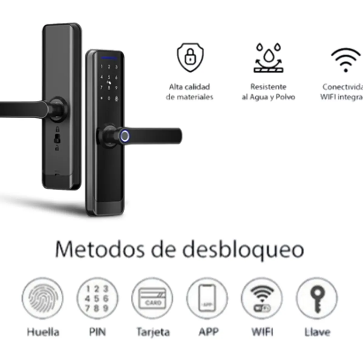 LYON COMERCIAL - Cerradura Digital Inteligente TUYA Huella y Wifi - 5 en 1