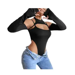 GARSIL - Sensual Body Para Mujer Con Manga Larga - Tirantes En Hombro Y Cuello
