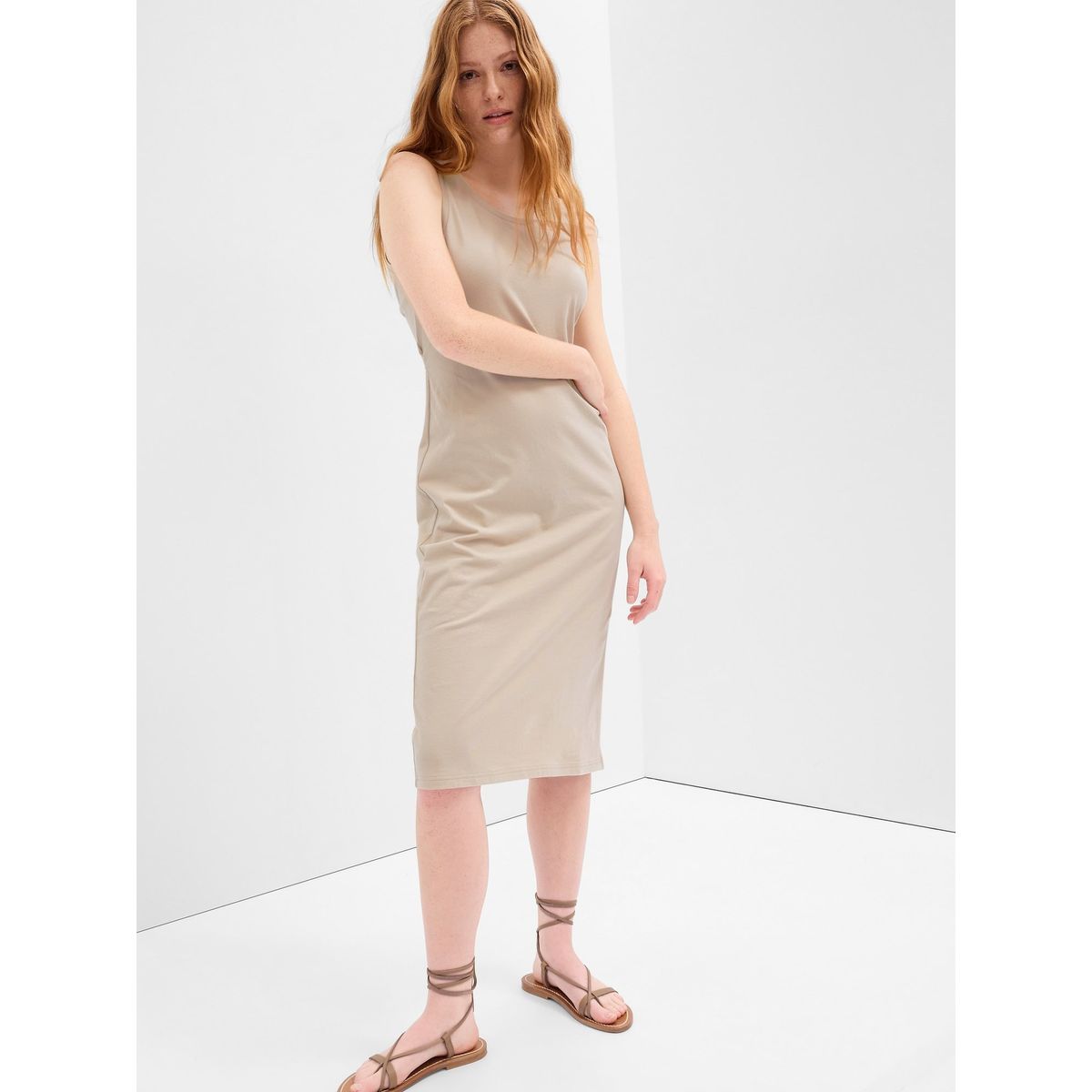 GAP - Vestido Mujer Espalda Abierta Beige GAP