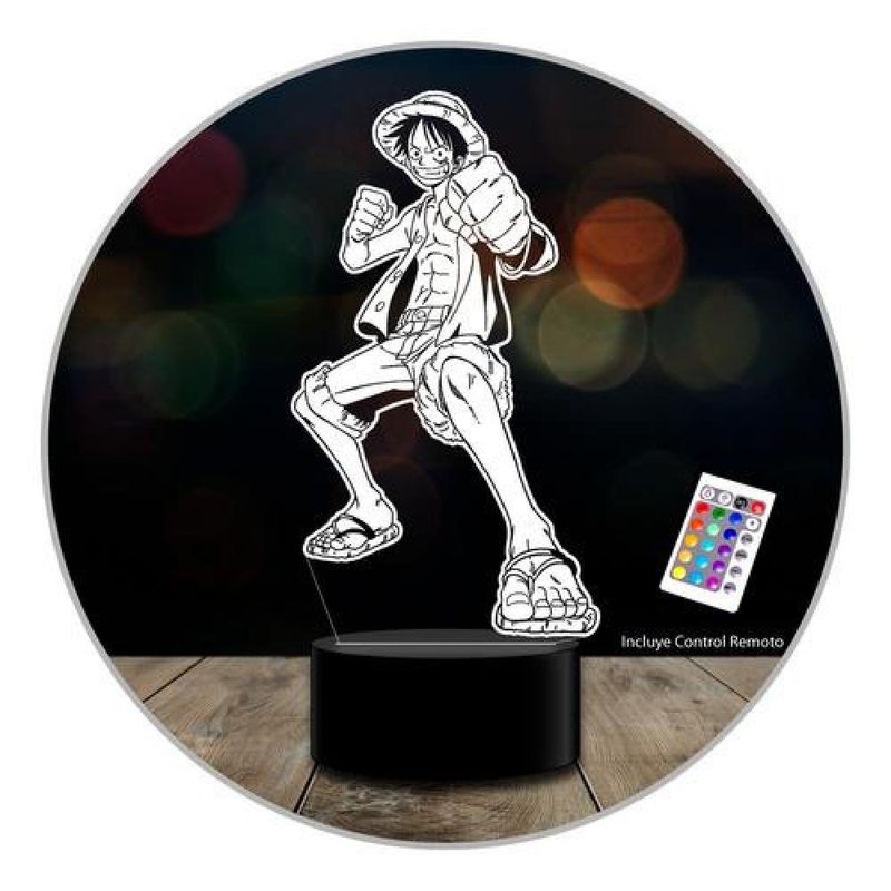 GENERICO - Lampara 3d Monkey D. Luffy One Piece 16 Colores C/ Remoto
