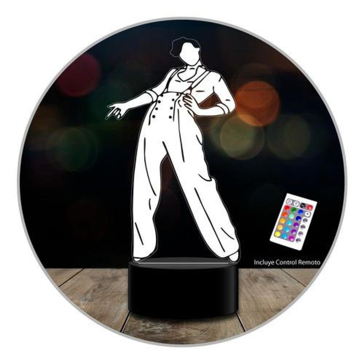 GENERICO - Lampara 3d Harry Styles Cantante 16 Colores Control Remoto