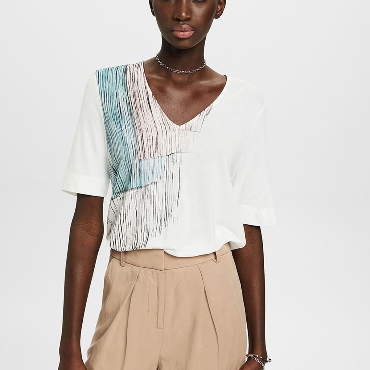 ESPRIT - Polera Estampada De Viscosa Cuello En V Mujer Esprit ESPRIT