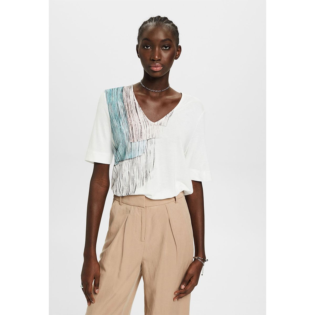 ESPRIT - Polera Estampada De Viscosa Cuello En V Mujer Esprit ESPRIT