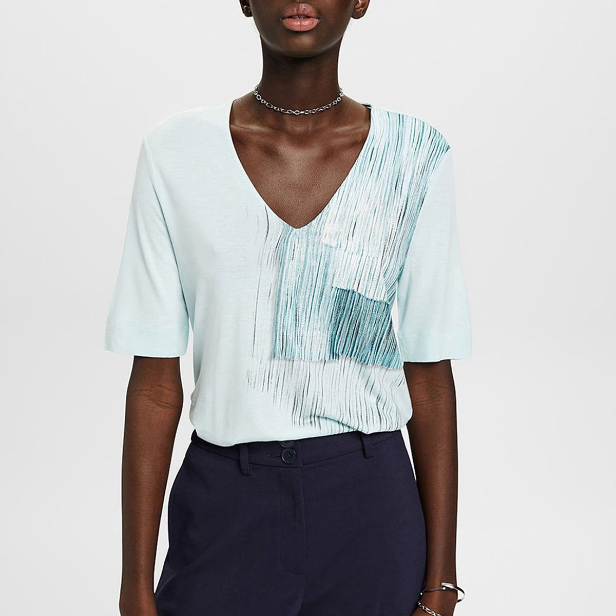 ESPRIT - Polera Estampada De Viscosa Cuello En V Mujer Esprit ESPRIT